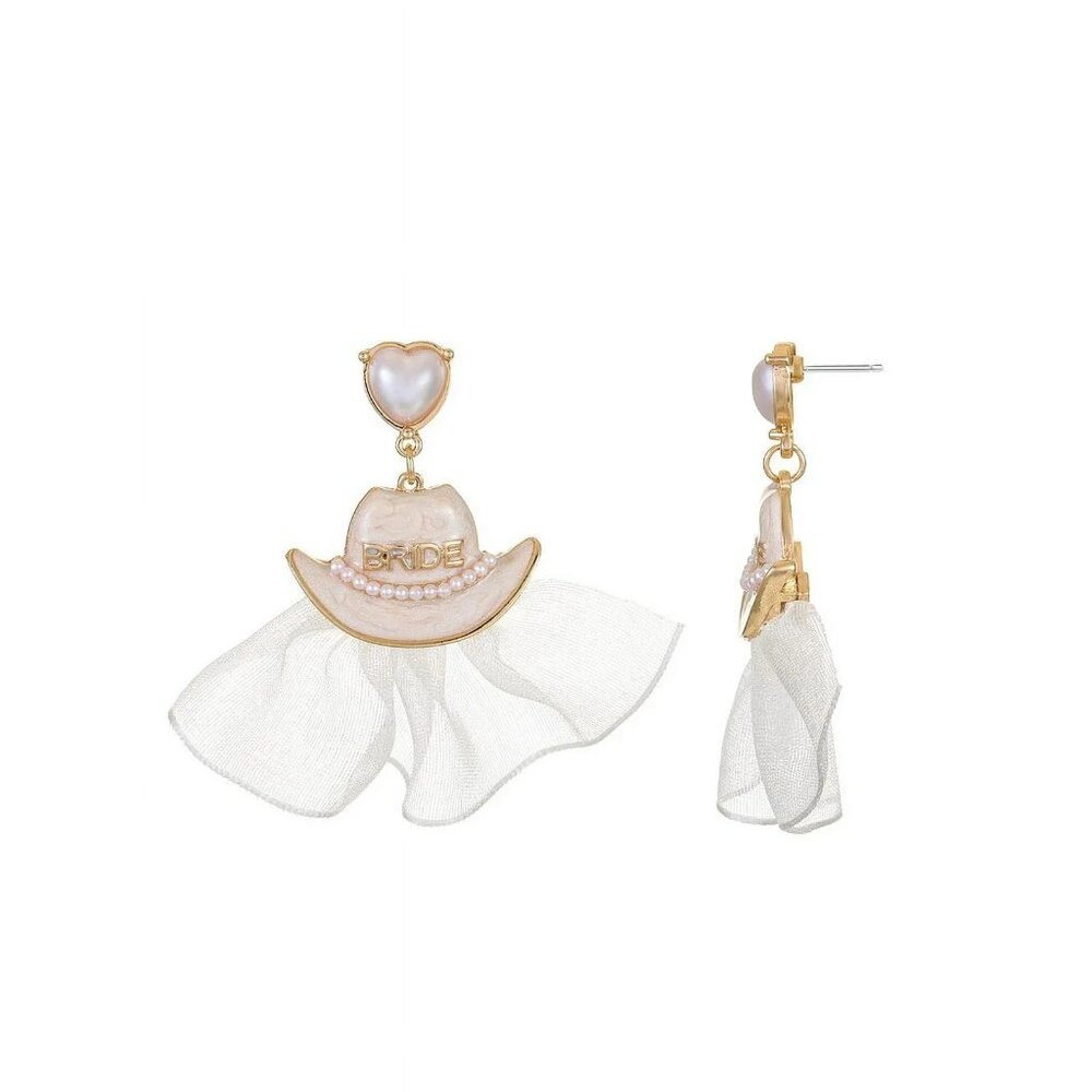 Packed Party Women's Bridal Cowgirl Hat Earring - NWT